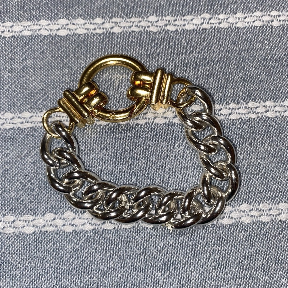 Ralph Lauren Silver And Gold Tone Heavy Link Bracelet